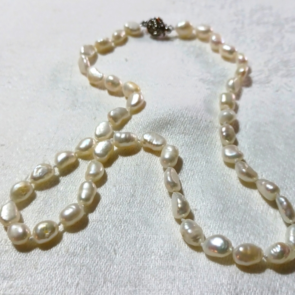 Natural baroque pearls, real cultured freshwater pearl strand necklace, pearls